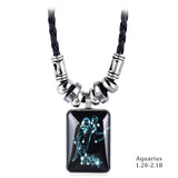 Trendy Geometric Glass Pendant Necklace for Women – Zinc Alloy & Leather Design