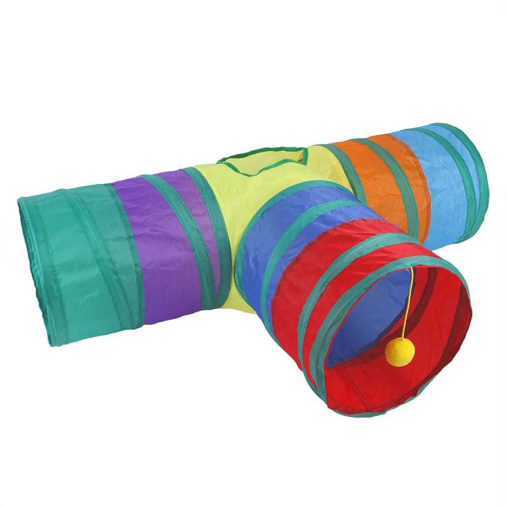 Foldable S-Shaped Cat Tunnel – Interactive Play Tube with Multiple Entries for Indoor Cats