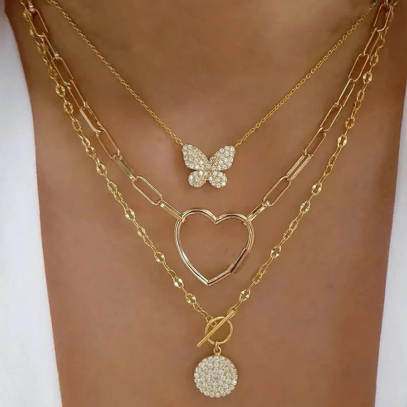 Elegante collar con colgante de corazón de cristal: joyería atemporal para mujeres