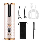 Cordless Automatic Hair Curler with Adjustable Temperature & LCD Display