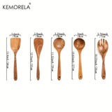Thailand Teak Wooden Cooking Spoon Set – Natural Kitchen Utensils & Ladle Turner