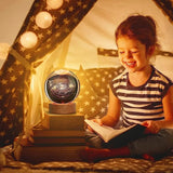 3D Solar System Crystal Night Light - USB-Powered Galaxy Lamp with Wooden Base