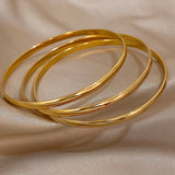Minimalist Gold Stainless Steel Bangle Bracelet Set for Women