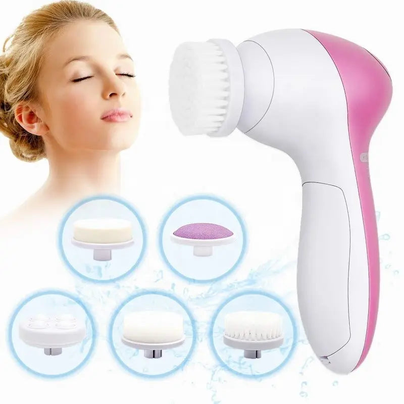 5-in-1 Electric Facial Cleansing Brush with Vibration Massage & Blackhead Removal
