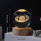 3D Galaxy Crystal Ball Night Light – USB Powered LED Planet Lamp with Wooden Base