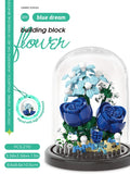 Juego de bloques de construcción con rosas y suculentas en macetas: decoración del hogar con flores eternas