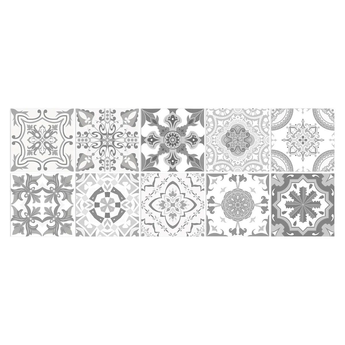 12 pegatinas para azulejos marroquíes grises: vinilos impermeables para pared, despegables y pegables, para cocina y baño 