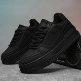 Men’s Height-Increasing Breathable Casual Sneakers – Lace-Up Artificial Leather Shoes for Spring & Autumn