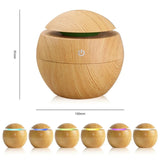 Humidificador de aire ultrasónico y difusor de aceites esenciales: vaporizador frío con textura de madera para dormitorio 