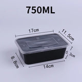 Contenedores de comida desechables negros: cajas de plástico para llevar con tapas para ensaladas, sándwiches y almacenamiento de cocina