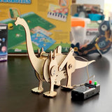 Kit STEM de dinosaurios: rompecabezas de madera en 3D y modelo de robot para niños | Juguete educativo de ciencia e ingeniería