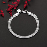 Pulsera de cadena de plata de ley 925: elegante pulsera de eslabones geométricos para mujer