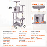 Indoor Cat Tree – Multi-Level Tower with Condo, Sisal Scratching Posts, Hammock & Perch