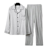 Stylish Men’s Fall & Winter Pajama Set - Comfy Milk Silk Loungewear with Striped Plaid Design