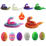 3D Printed Movable Snake with Egg – Realistic Articulated Animal Toy for Decor & Fidget Play