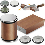 Rolling Knife Sharpener with Magnetic Base – 15° & 20° Angle Guide and Diamond Sharpening Stone