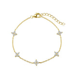 18K Gold Plated Four Leaf Clover Necklace for Women - Stainless Steel Zircon Collar Chain