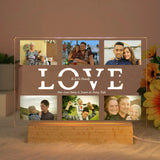 Custom Photo LED Night Light with Text – Personalized Acrylic & Wood USB Lamp