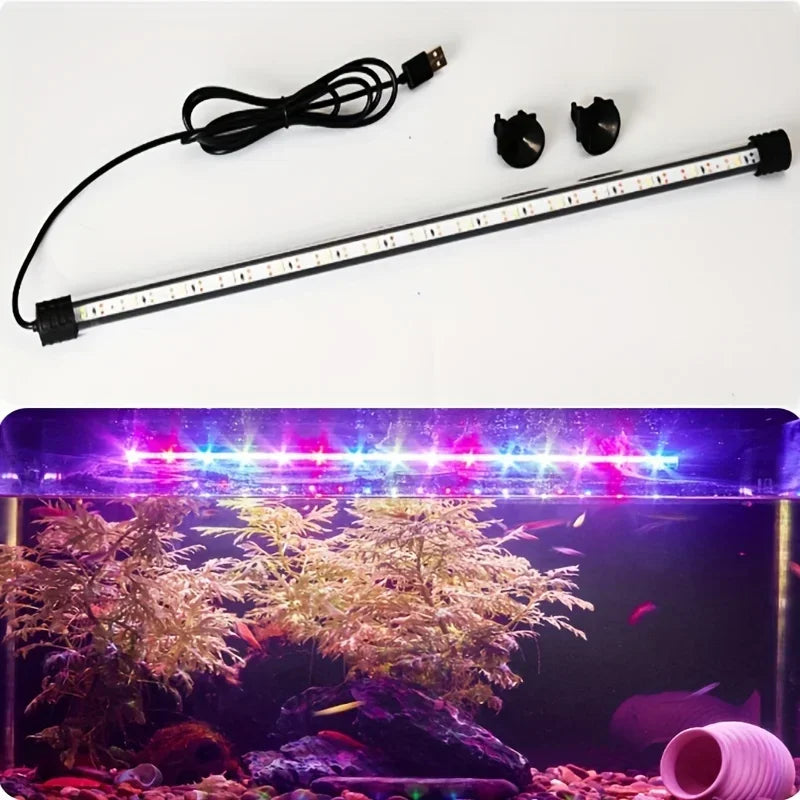 Submersible Multi-Color LED Aquarium Light – USB Mood Lamp for Fish Tanks & Plant Growth (17–47cm)