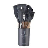 Juego de utensilios de cocina de silicona de 12 piezas | Herramientas de cocina con espátula y cucharas medidoras