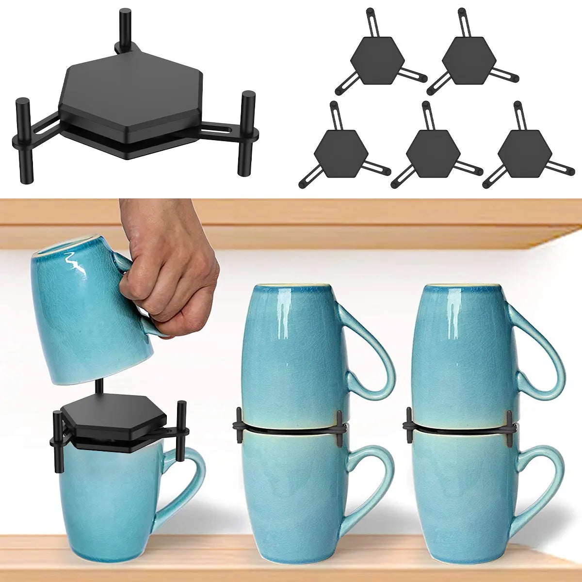 Apilador de tazas de café que ahorra espacio: maximice el espacio en el gabinete con facilidad