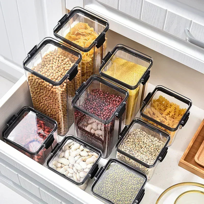 Recipiente hermético cuadrado para almacenar alimentos: organizador de cocina que ahorra espacio