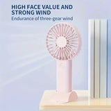 Mini USB Charging Handheld Fan – Portable Desktop Fan with Phone Holder