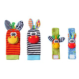 Baby Rattle Toy Set - Soft Stuffed Animal Wrist & Foot Rattles for Newborns 0-12 Months
