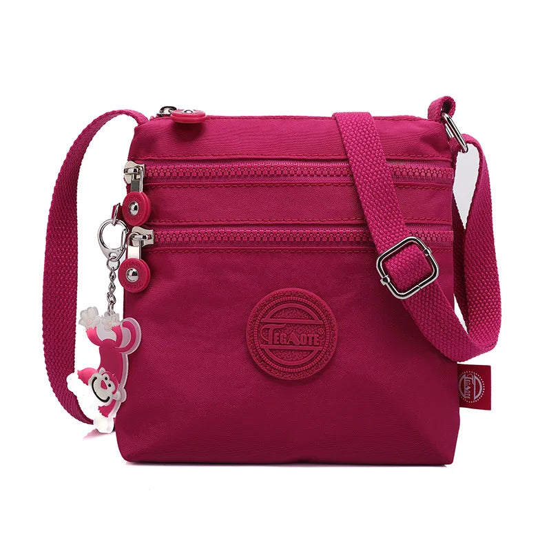 Stylish Women's Nylon Crossbody Bag with Floral Decoration – Soft Messenger Shoulder Purse for Parties