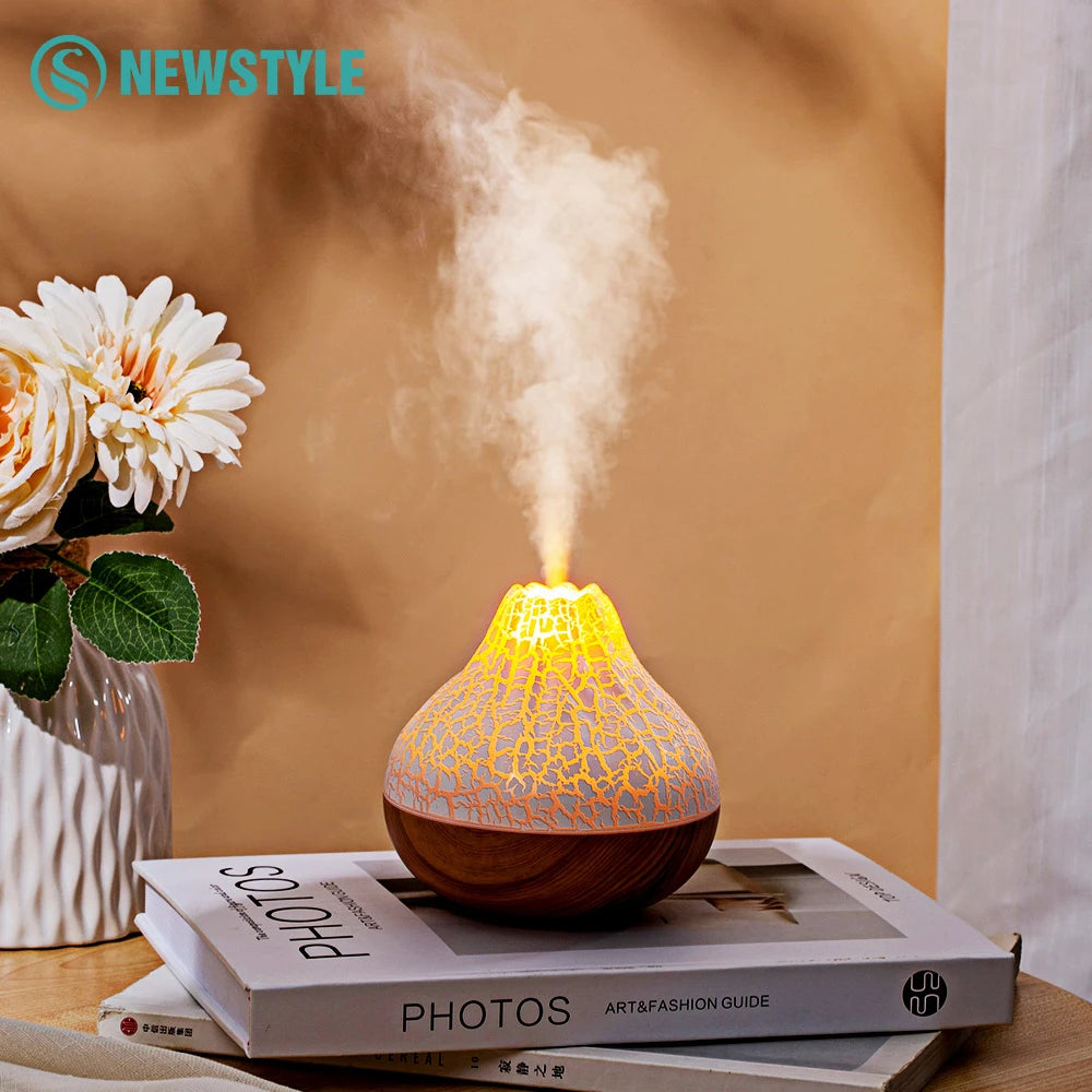 Difusor de aceites esenciales y humidificador ultrasónico Volcano, 300 ml, luz LED nocturna