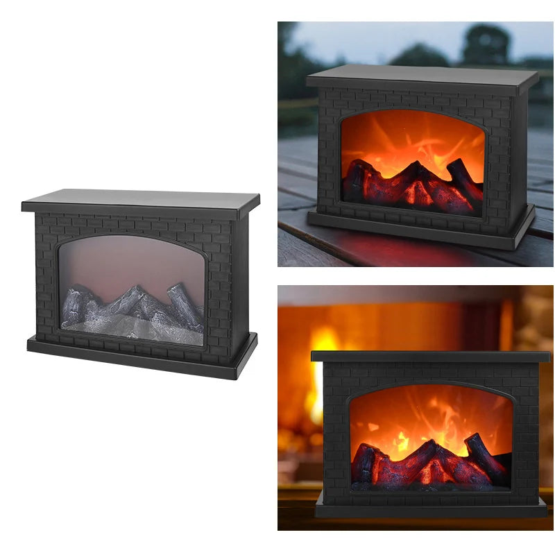 LED Flame Effect Fireplace Light - USB/Battery Powered Decorative Lamp for Home & Parties