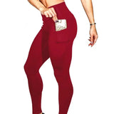 Seamless High-Stretch Yoga Leggings for Women with Elastic Waist and Welt Pockets