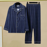 Stylish Men’s Fall & Winter Pajama Set - Comfy Milk Silk Loungewear with Striped Plaid Design