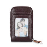 Slim Genuine Leather RFID Wallet – Zipper Card Holder for Men with 11 Slots