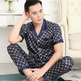 Luxury Men's Paisley Pajama Set - Soft Imitation Silk Full Sleeve Sleepwear with Elastic Waist