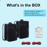 200W Waterproof Outdoor Speakers - 3.5" All-Weather Wall Mount Stereo Pair for Patio & Marine Use
