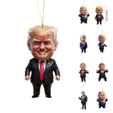 Trump Christmas Ornament - Funny 2D Acrylic Hanging Decor for Tree & Car