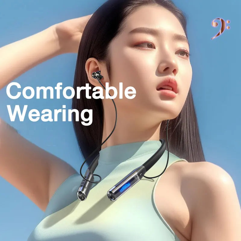 Auriculares inalámbricos con Bluetooth y micrófono, con resistencia de 80 horas, estéreo de graves y banda para el cuello, Bluetooth 5.3
