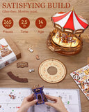 3D Wooden Carousel Music Box - DIY Rotating Model Kit with LED Lights & Classical Music