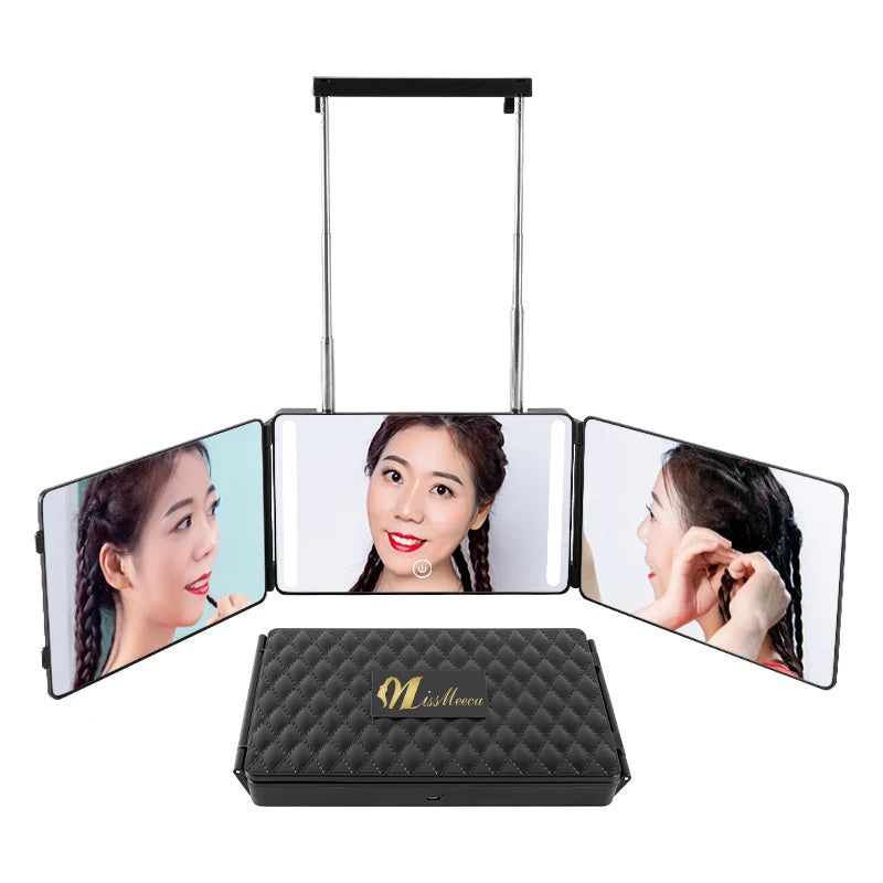360° Self Haircut Mirror with LED Lights – Adjustable Brightness for Perfect DIY Haircuts & Makeup