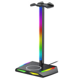 Soporte para auriculares New Bee Z12 RGB con cargador inalámbrico: soporte de escritorio para auriculares para juegos con puertos USB