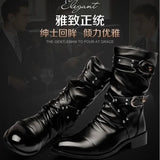 Men’s Mid-Calf Chelsea Riding Boots with Button Detail – Stylish Punk Leather Boots for Winter