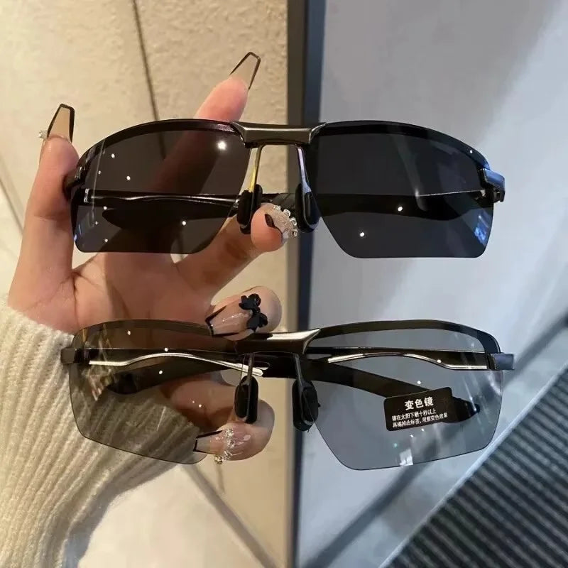 Men’s Polarized Photochromic Rectangle Sunglasses – Stylish UV Protection Eyewear