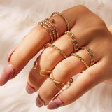Minimalist Smooth Punk Geometric Metal Rings – Trendy Gold & Black Fashion Jewelry for Women
