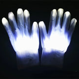 LED Neon Glowing Skull Gloves – Flashing Light-Up Party Props for Halloween, Christmas & Performances