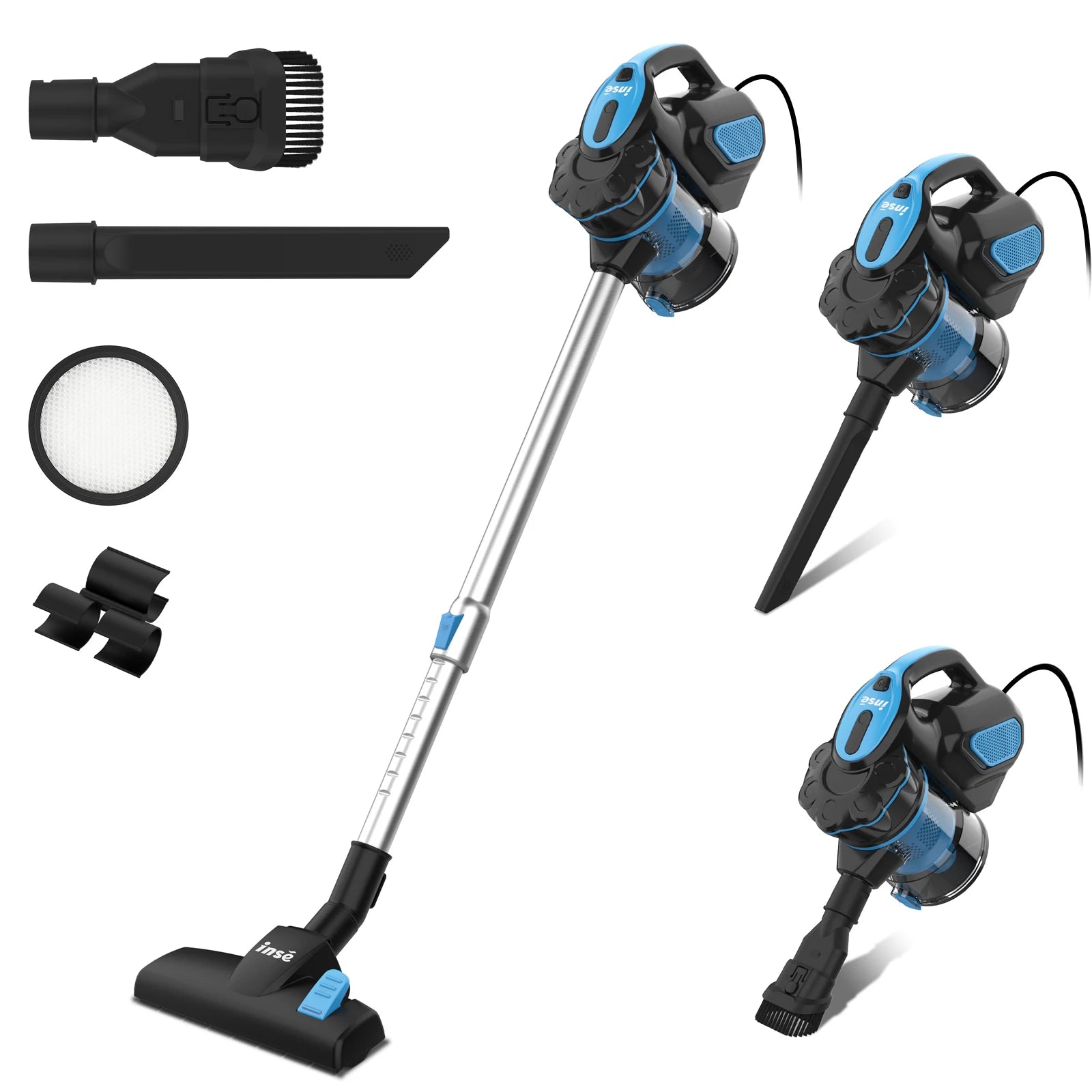 Aspiradora con cable INSE I5 18Kpa, potente succión, motor de 600 W, aspiradora de mano para el hogar, pelo de mascotas, suelos duros