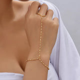 Boho Chain Bracelet with Finger Ring – Trendy Hand Jewelry for Women