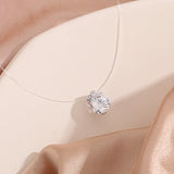 Crystal Ball Pendant Choker – Transparent Fishline Necklace for Women, Elegant Wedding & Party Jewelry