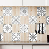 12 pegatinas para azulejos marroquíes grises: vinilos impermeables para pared, despegables y pegables, para cocina y baño 