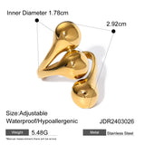 Minimalist 18K Gold Plated Stainless Steel Open Ring – Waterproof, Elegant Statement Jewelry for Women